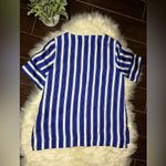 Escada 100%Silk royal blue/white striped blouse sz 36 small Blue Photo 4