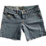 Volcom Boyfriend Cut Factory Distressed Medium Wash Denim Jeans Shorts Size 1 Photo 0