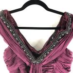 ABS Allen Schwartz  Dress Formal Beaded Layered Draped Purple Size 10 Photo 1
