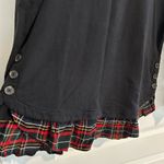 Loft Long Sleeve Plaid Trim Top Black Red Size L Photo 2