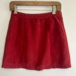 Hollister Red Button-Front Y2K style faux suede Women's Skirt Size 3 Photo 1