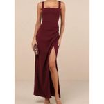 Lulus  NWT glamorous disposition burgundy ruched maxi dress small Photo 0