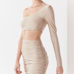 Tiger Mist  Satin Beige One Shoulder Dress Photo 0