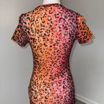 BKE Leopard Mesh Mini Dress Pink Orange Sheer Lace Hem Clubwear Size Small Y2K Photo 3