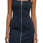 NWT NICHOLAS Pinstripe Suiting O Ring Zipper Navy Mini Dress 2 Blue Photo 0