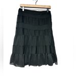 Apt. 9 Spring Trend Black Midi Chiffon Side Zip Skirt Petite Small Tiered Chiffon EUC Photo 3