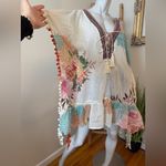 Anthropologie Z & L Europe Floral Pom Pom Kimono Tunic Coverup Bohemian OS White Size undefined Photo 7