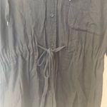 Norma Kamali  Women Size XS Black oversized Cotton hooded‎ top drawstring waist Photo 2