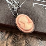 Handmade  Light Pink Cameo Necklace Stainless Steel Chain 18” Vintage Styl Photo 0