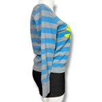 American Eagle  Womens Sweatshirt Pullover Boat Neck Striped Gray Blue Yellow Y2K Photo 2
