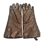 Black Genuine Leather Gloves Women’s Sz 7 100% Cashmere Lined Medium Driving Photo 0