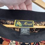 Vintage Y2K Mirasol Top Womens Large Black Acetate Fall Paisley Floral Print Photo 5