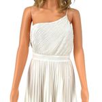 Lulus  White One Shoulder Pleated Midi Dress M Grecian Formal Prom Wedding Photo 2