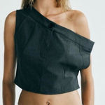 ZARA  NWT asymmetric button top off the shoulder dress pants style top size XS Photo 0