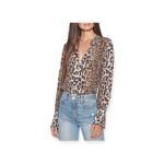 Joie new  𒀭 aso TV Tariana Long Sleeve Silk Leopard Print Top 𒀭 Light Taupe 𒀭 L Photo 5