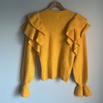 Rachel Parcell  Ruffle Shoulder Pointelle Sweater Yellow Photo 2