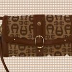 Etienne Aigner Aigner  brown/ tan wristlet with shoulder strap Photo 1