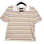 Max Mara  Weekend Made in Italy Striped Pastel Knit Short Sleeve Crop Top XL Photo 0