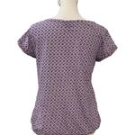 Lucky Brand Embroidered Floral Keyhole Tassel Short Sleeve Casual Blouse Photo 1