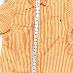 Bogner Shirt Womens XL (12) Button Up Short Sleeve Orange/White Stripe Golf Orange Photo 6