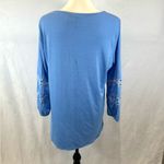 New Direction s blue long sleeve lace detail cross front peasant top size large Photo 4