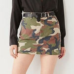 BDG Brown & Green Camo Raw Hem Denim Mini Skirt Photo 0