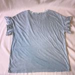 American Eagle Green Distressed Short Sleeve Ruffle Tee Shirt Photo 5