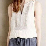 Anthropologie One September Pasto Swiss Dot Embroidered Beaded Cream Blouse, S Photo 0
