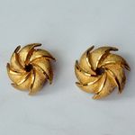 Vintage Coro Gold Tone Swirl Statement Costume Clip Back Earrings Photo 2