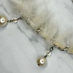 Beaded Faux Fur Woven Silver Tone Chain Link Belt One Size OS Boho ✨ Photo 7