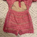Adelyn Rae PRAYA TIE BACK CROCHET LACE SORBET PINK ROMPER Photo 9