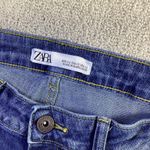 ZARA  Denim 1975 Distressed Blue Jeans Ankle Zipper Raw Hem‎ Ripped Photo 4