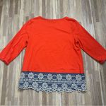 BODEN Red Orange Floral Embroidered Tunic Denim Hemline 100% Cotton Size 8 Blue Photo 7