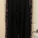 Anthropologie  Black Floral Wide Leg Pants Photo 0
