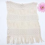 Anthropologie Callahan X Inez Crochet Fringe Boho Loose Knit Swim Cover Top Boho Photo 7