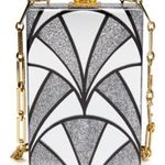 Edie Parker Carol Nouveau Acrylic Clutch Bag Mirror Crossbody Purse Glitter Silver Photo 0