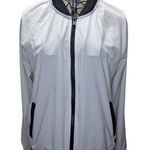 NWOT DKNY Sport Women's S Logo Bomber Jacket Ribbed Cuffs Hem Cream Black White Photo 0