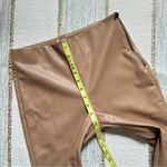 ZARA  Beige Camel Tan Faux Leather Slim Leg High Rise Pant Hem Slit Women’s Small Photo 6