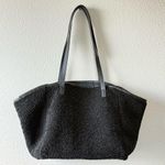 Neiman Marcus  Faux Shearling Reversible Vegan Leather Black Tote Bag Luxury Photo 14