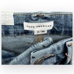Good American  Good Legs Flare Jeans Button Fly High Rise Raw Hem NWT Photo 9