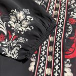 Chico's Chico’s size 1 medium floral v-neck sheer black hi low blouse rhinestone elastic Photo 6