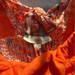 Loft Floral Orange floral bird design Babydoll ruffle pleated Top Photo 3