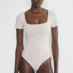 Aritzia Squareneck Bodysuit White Size M Photo 1
