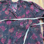 joe's jeans Women's Black Floral Blouse L Photo 7