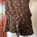 Karin Stevens Vintage Brown Polka Dot Belted Blouse L 12 Photo 2