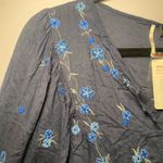 Free People NWT  Navy Blue Floral Embroidered Beaded Flowy Blouse Women's Small Photo 4