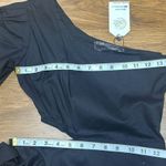 NWT Black One Shoulder Cut Out Side Wraped Tie Long Sleeve Bodycon Sz One Size Photo 5