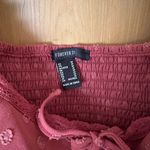 Forever 21 Cropped Rusty Red Pink Corset Style Top with Puffy Sleeves Photo 1