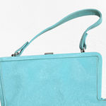 1950s Vintage Robin’s Egg Blue Leather Clutch Purse Mid Photo 11