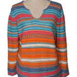 Ralph Lauren Cotton and Linen Striped Sweater Orange and Blue Size XL Photo 0